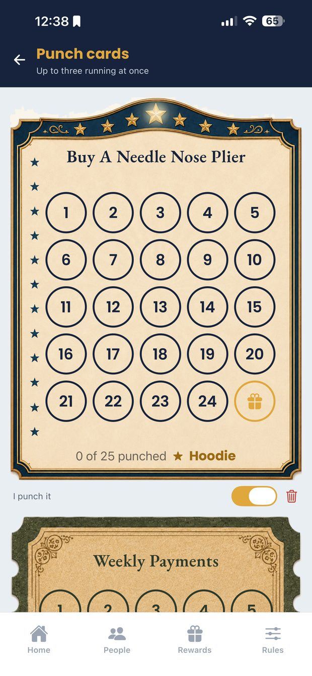 List of live punch cards