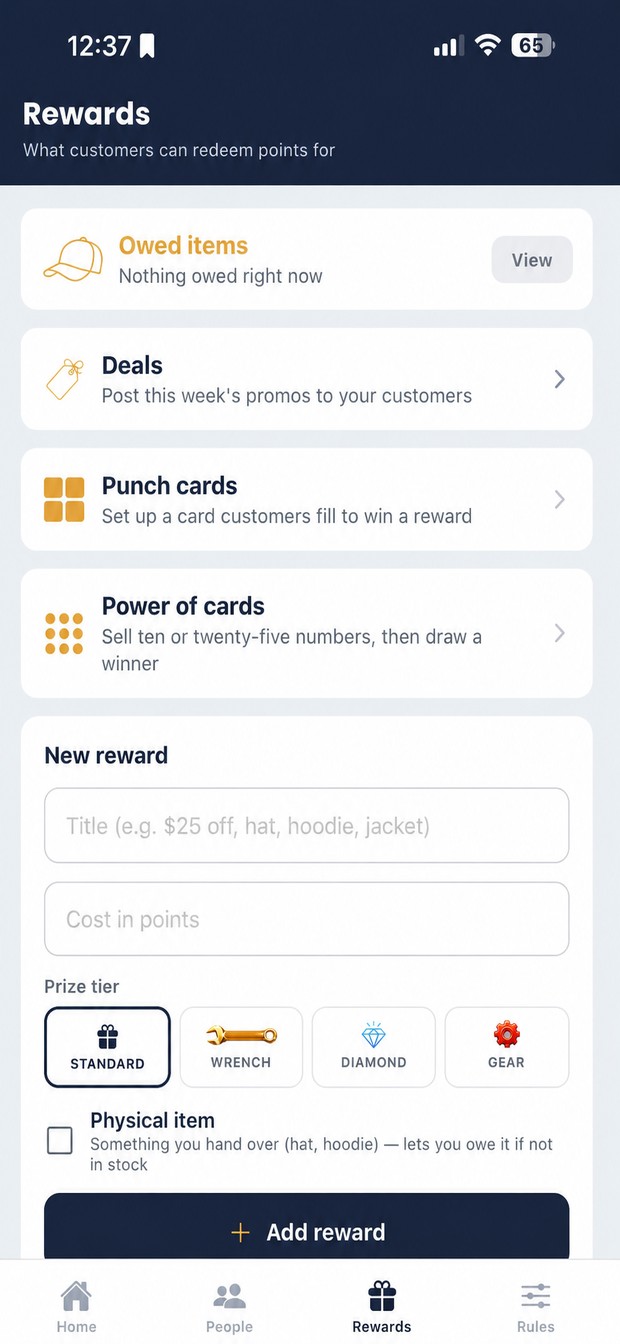 Everything customers can trade points for