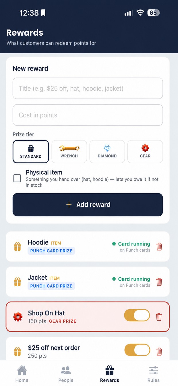 Adding a reward